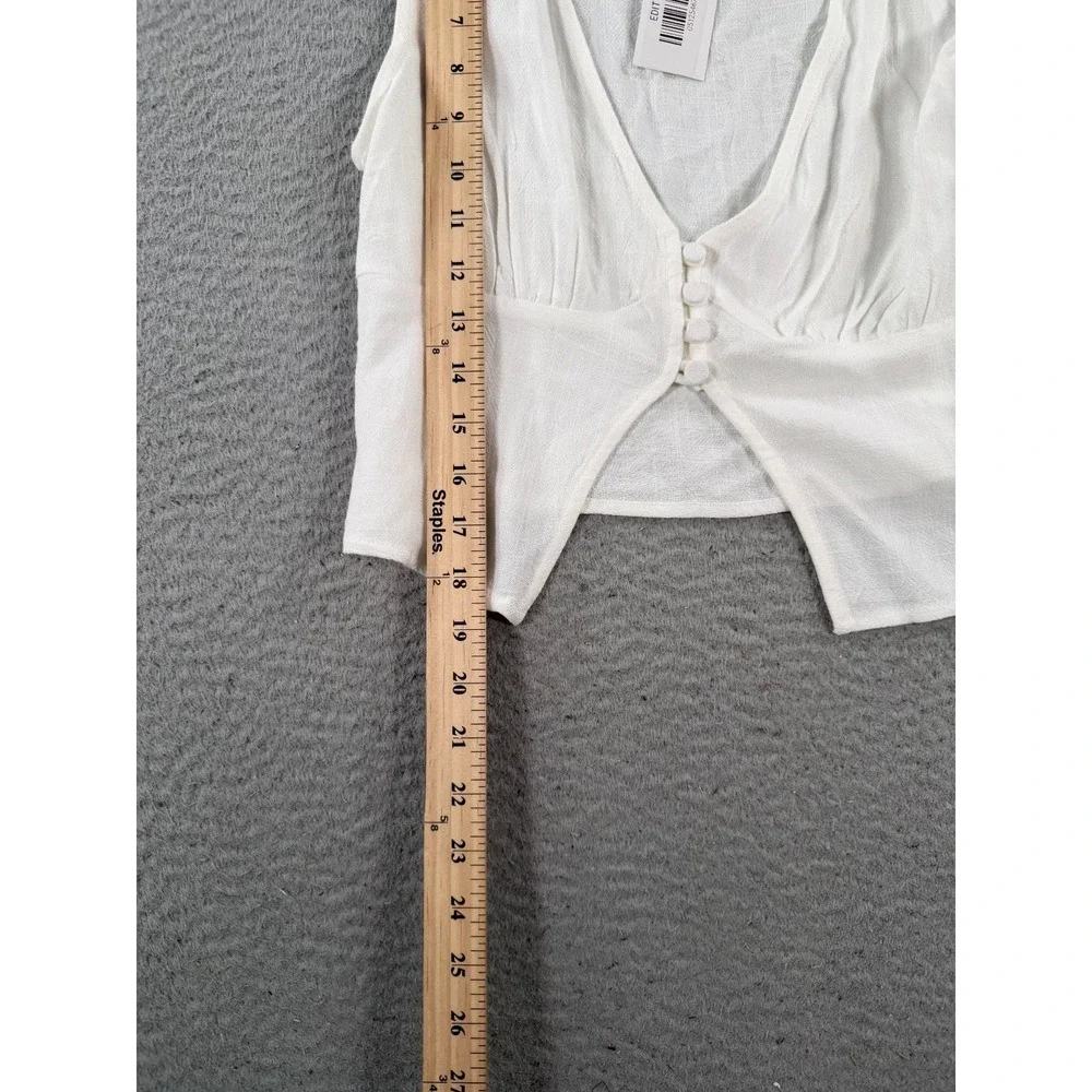 Edit by Nine Vest‎ Womens Medium White Rayon Cropped Top Casual Scoop Neck NWT